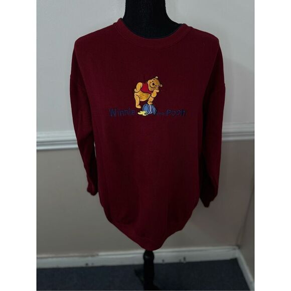 Winnie The Pooh Vintage Burgundy Sweatshirt Size Large - Picture 1 of 7